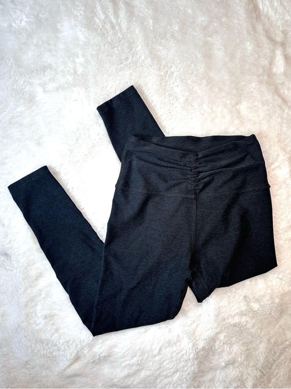 BEYOND YOGA Spacedye Dark Gray Heather Cinch Waist Gym Midi Leggings Women Small